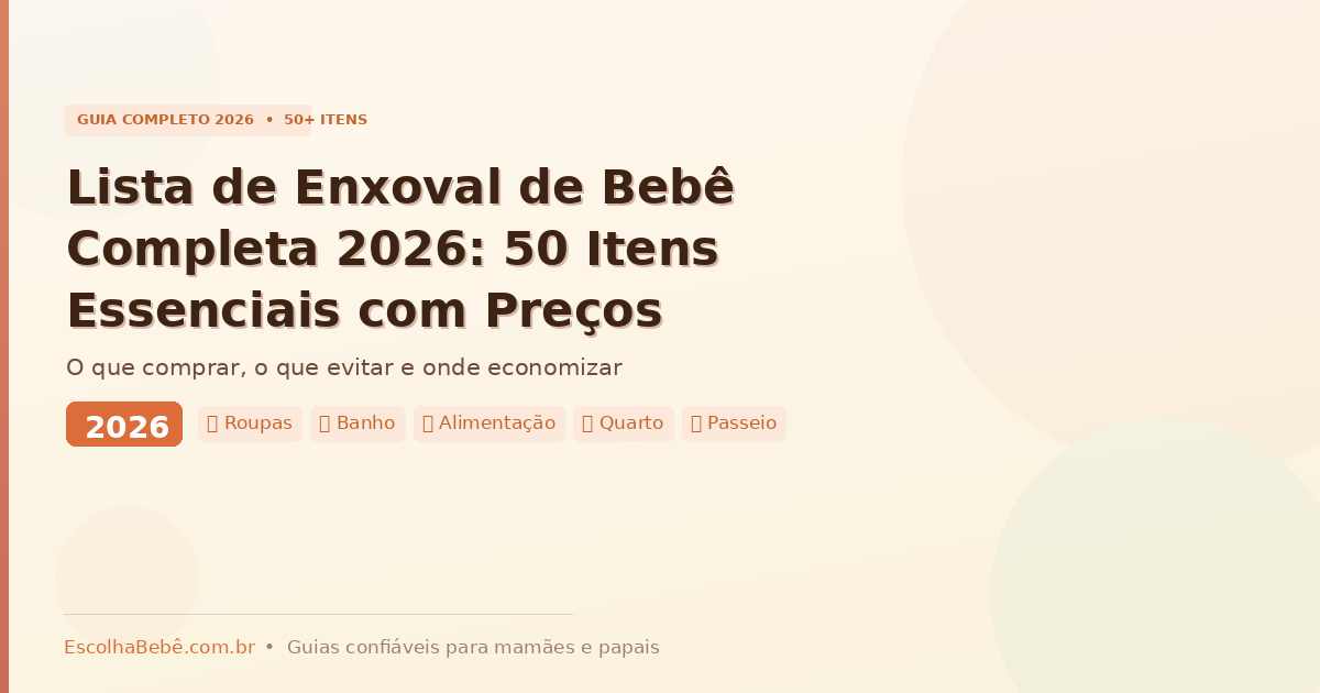 Lista de Enxoval de Bebê Completa 2026: 50 Itens Essenciais com Preços